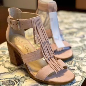 Sole Society DELILAH Fringe Heel Sandal